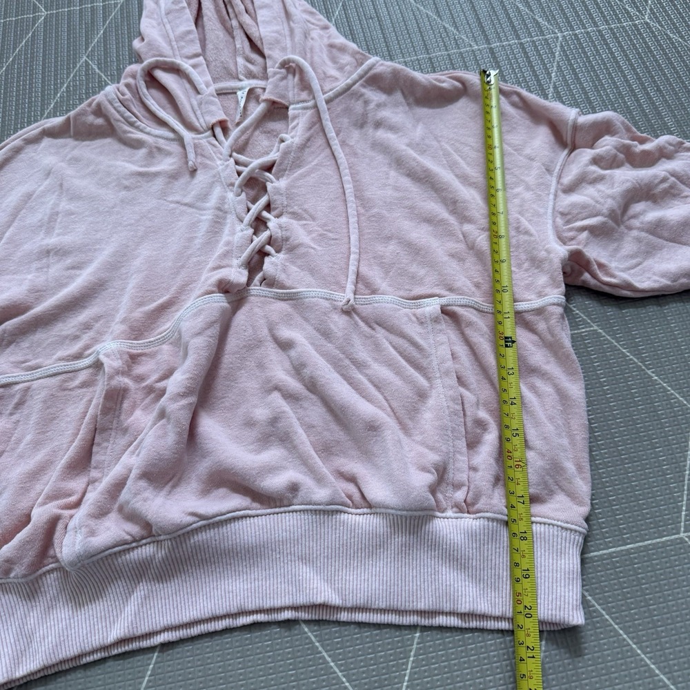 Free People Movement Believe It Hooded Lace Up Pullover Sweatshirt Small Pink - Picture 8 of 8